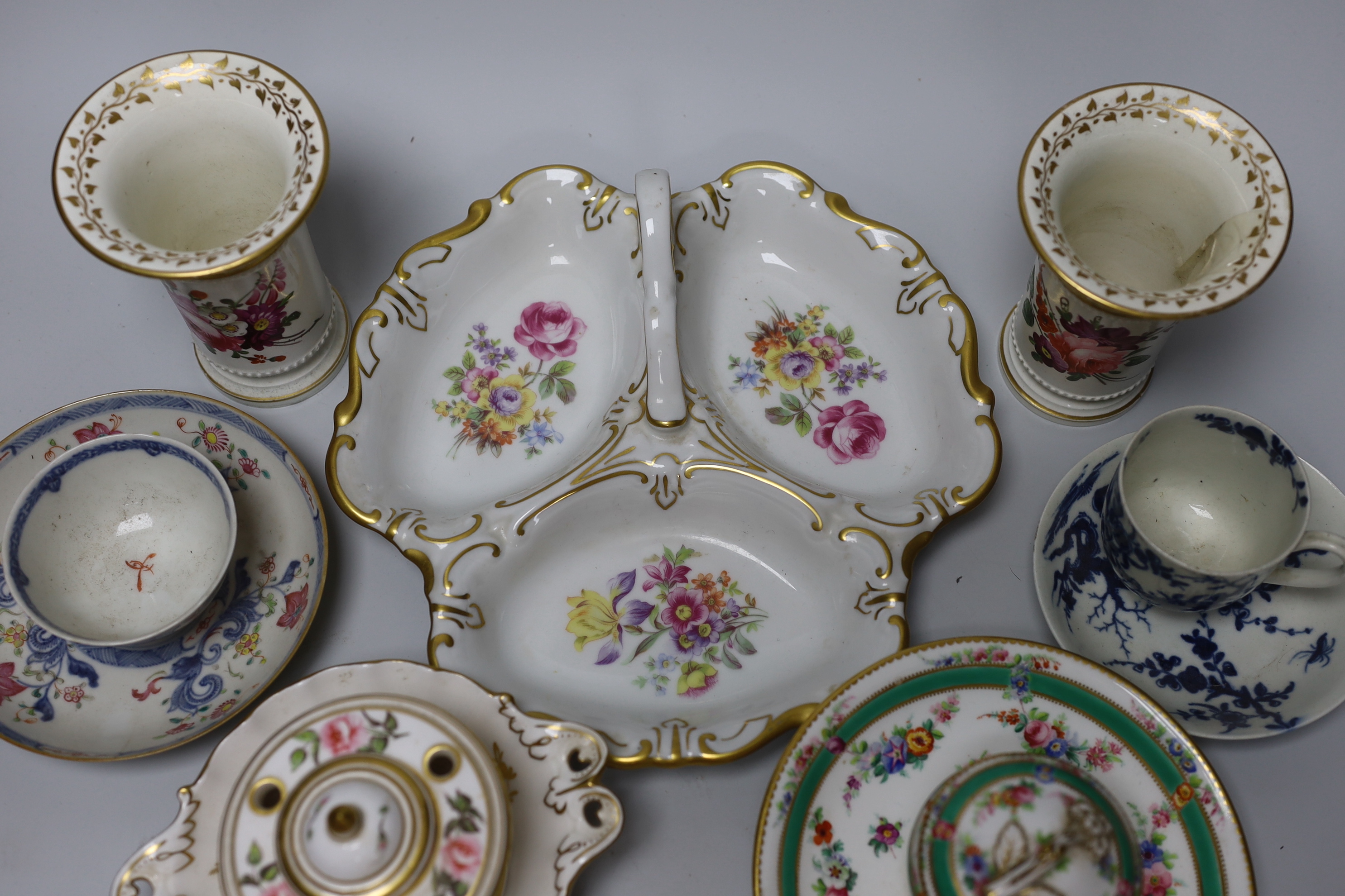 A group of Worcester and Derby 19th century china etc
